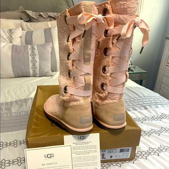 UGG Shoes - UGG Australia Heirloom Lace Up Blush Pink Boots